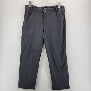 Betabrand Womens Pants 10 Petite Travel Cargo Pants Charcoal Gray Crop Nylon